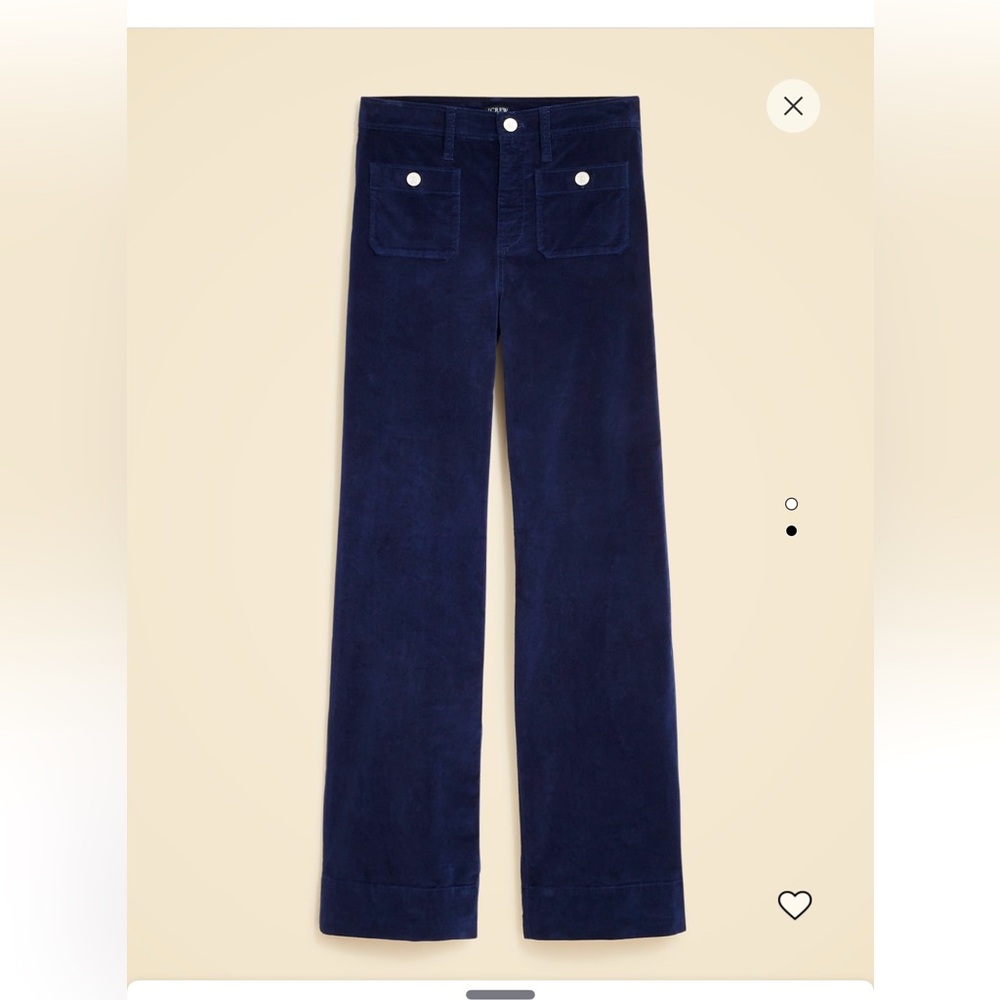 J.Crew Wide Leg Velvet Sailor Trouser NWT